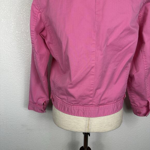 Vintage Ralph Lauren Sport Harrington Jacket Women Medium Pink Zip-Up Twill Pony - Picture 10 of 12